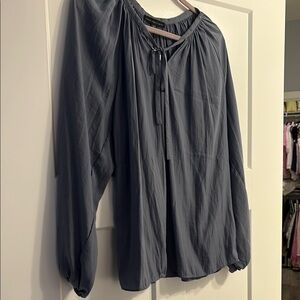 Joan Vass Light Gray Pleated Blouse